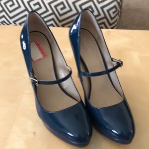 Blue high heeled shoes